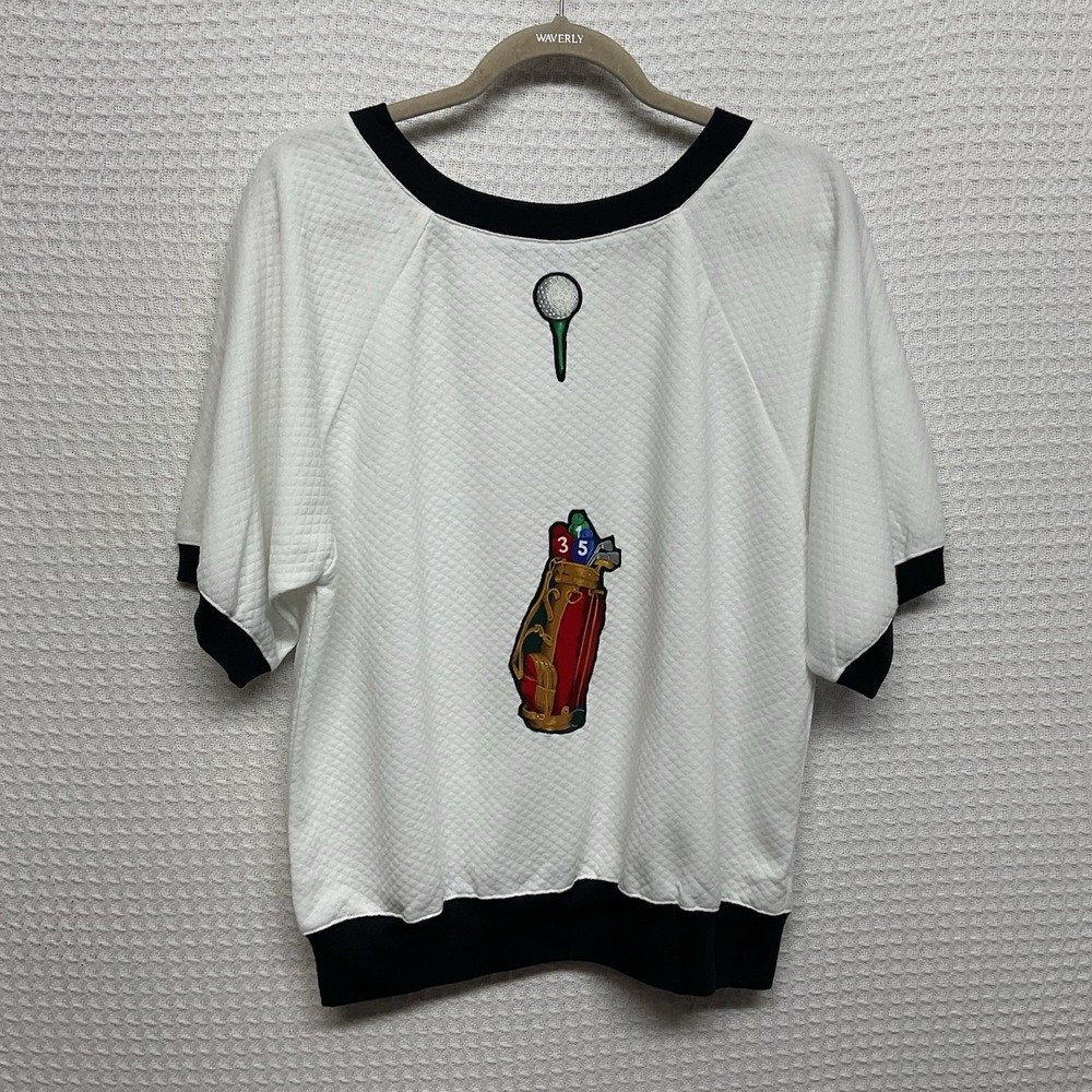 Ladies Womens Golf Pullover Top Crewneck XL‎ White Lightweight Vintage 90s